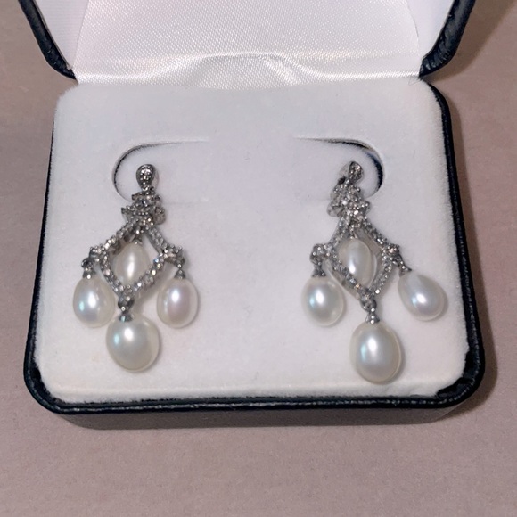 Kay Jewelers Jewelry - Diamond and pearl chandelier earrings